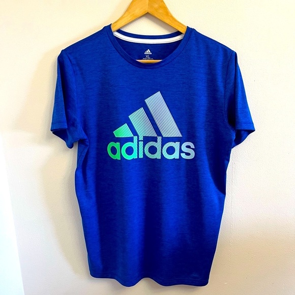 Adidas Blue Short Sleeve Tees Athletic Performance - Picture 5 of 6